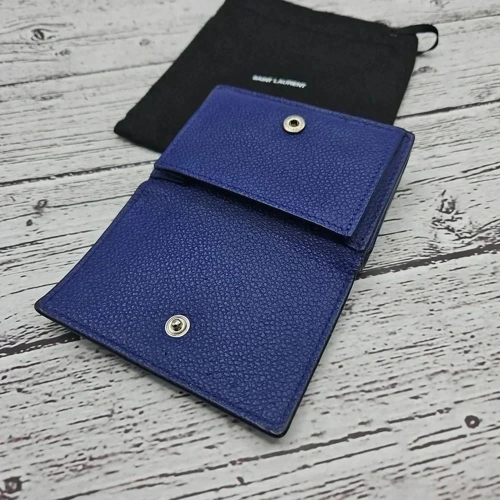 Yves Saint Laurent mini Trifold blue wallet with coin pouch, dust bag included - Picture 2 of 7